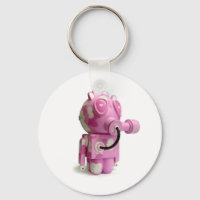 Cute Rosa Robot Hjärtnyckelring
