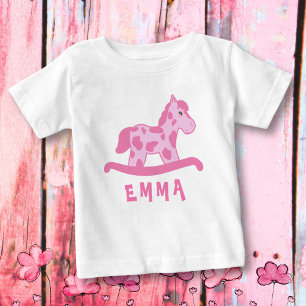 Cute Rosa Rocking Horse Namn Flicka T-shirt