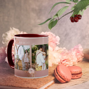 Cute Rosa Romantic Blommigt Photo Mugg