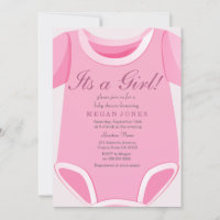 Cute Rosa Romper Det är en flickdusch inbjudan
