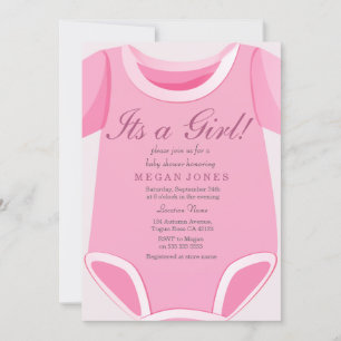 Cute Rosa Romper Det är en flickdusch inbjudan