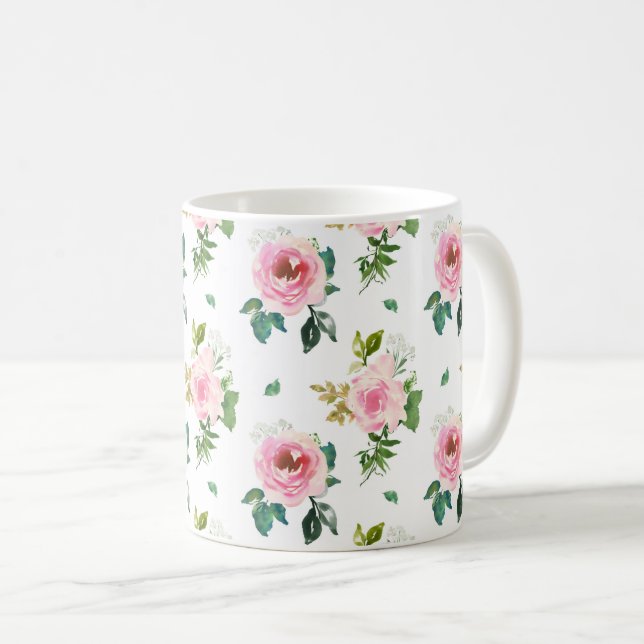 Cute Rosa ros Kaffemugg (Framsida höger)