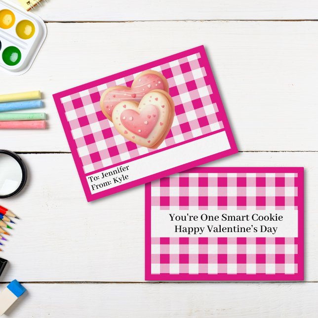 Cute Rosa Rosa Mini Classroom Alla hjärtans dag Anteckningskort (Skapare uppladdad)