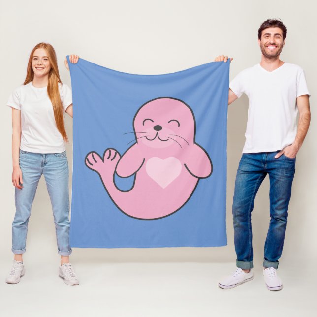 Cute rosa-säl fleecefilt (På plats)