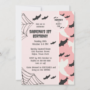 Cute Rosa Scary en Halloween Birthday-inbjudan Inbjudningar