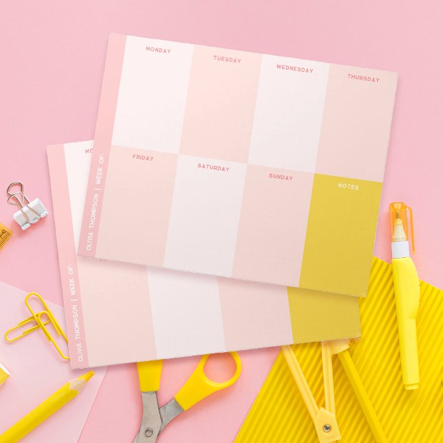 Cute Rosa School Weekly Planner Anteckningsblock (Skapare uppladdad)