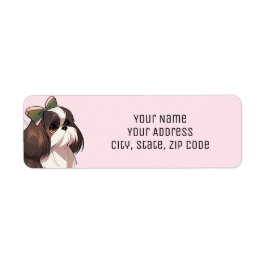 Cute Rosa Shih Tzu Hund älskare Returadress Returadress Etikett