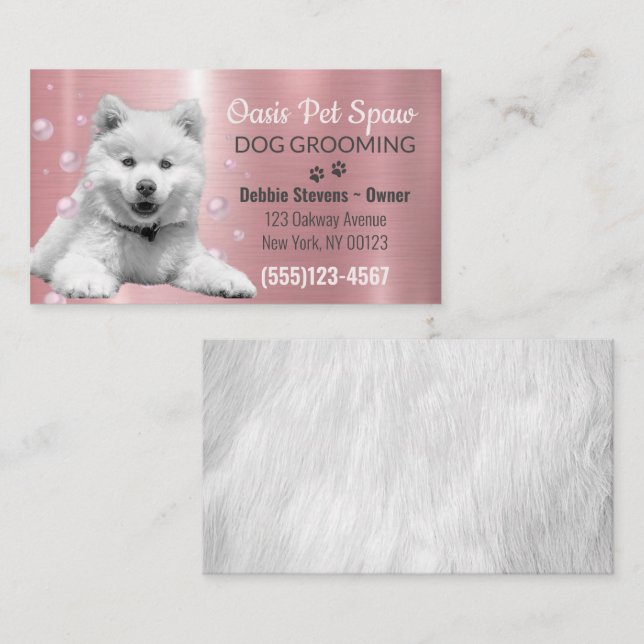 Cute Rosa Shimmer Hund Pet Grooming Service Visitkort (Fram/baksida)