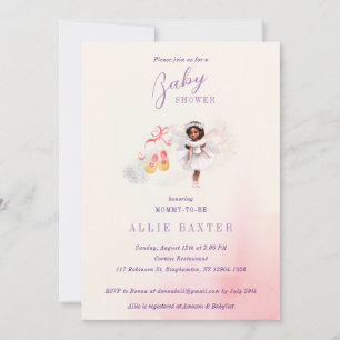 Cute Rosa Shower Fairy Dust Girl Baby Shower Inbjudningar