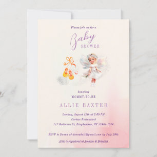 Cute Rosa Shower Fairy Dust Girl Baby Shower Inbjudningar