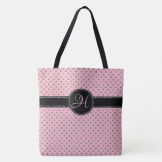 Cute Rosa Silver Glitter Polka, punkt Monogram sto Tygkasse
