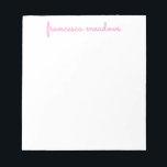 Cute Rosa Simple Script Personlig Stationary Anteckningsblock<br><div class="desc">Anpassa det här söta anteckningsblocket för vanlig rosa, vanligt skript. Känn dig fri att anpassa och anpassa. Det finns alternativ för Redigera och färg.</div>
