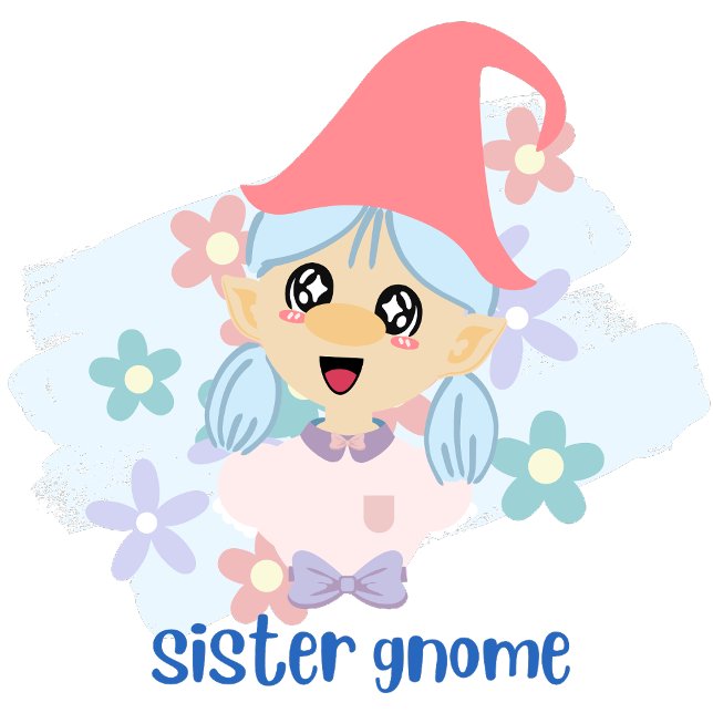 Cute Rosa Sister Gnome-citattecken med bild T Shirt (Skapare uppladdad)