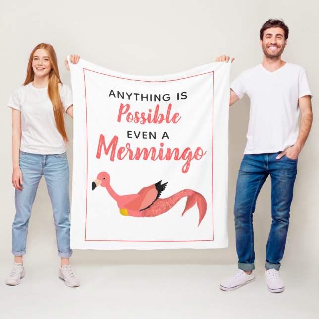 Cute Rosa Sjöjungfru Flamingo-inspirationsoffert Fleecefilt (På plats)