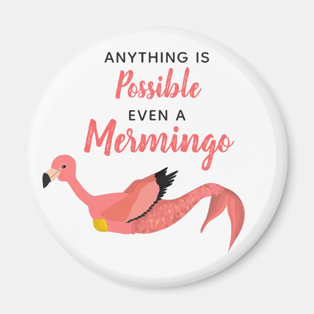 Cute Rosa Sjöjungfru Flamingo-inspirationsoffert Magnet (Framsidan)