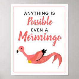 Cute Rosa Sjöjungfru Flamingo-inspirationsoffert Poster