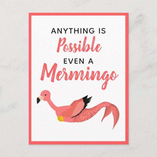 Cute Rosa Sjöjungfru Flamingo-inspirationsoffert Vykort (Framsida)