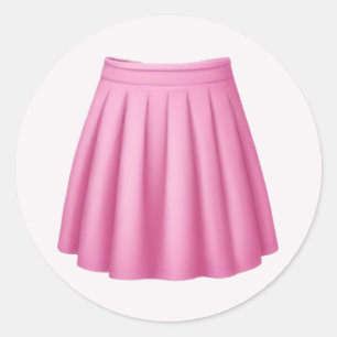 Cute Rosa Skater Skirt Emoji Art Runt Klistermärke