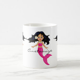 Cute Rosa-skräddarsydd Sjöjungfru Thunder_Cove Kaffemugg