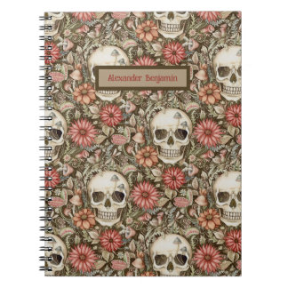 Cute Rosa Skull Anteckningsbok