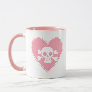 Cute Rosa Skull i hjärtat Mugg