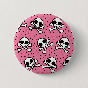 Cute Rosa Skull Knapp