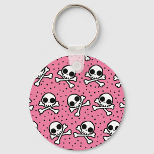 Cute Rosa Skull Nyckelring