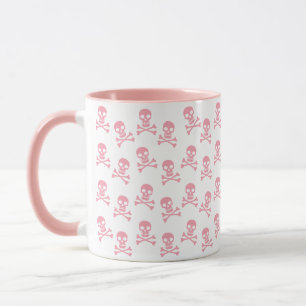 Cute Rosa Skull och korsben Mönster Mugg