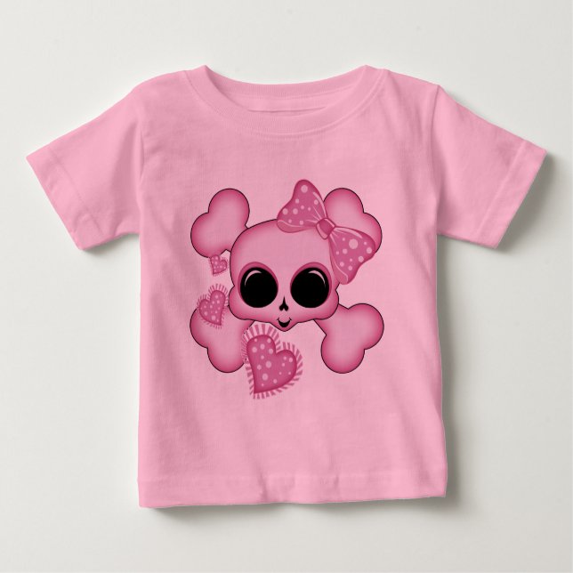 Cute Rosa Skull T-shirt (Framsida)