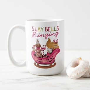 Cute Rosa Slay Klockor Ringing jul Pun Kaffemugg