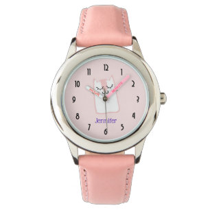 Cute Rosa Sleeping Kattunge Armbandsur