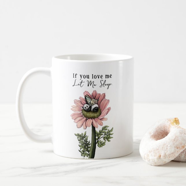 Cute Rosa Sleeping Panda Bear Fairy Dekorativ kudd Kaffemugg (Med munk)