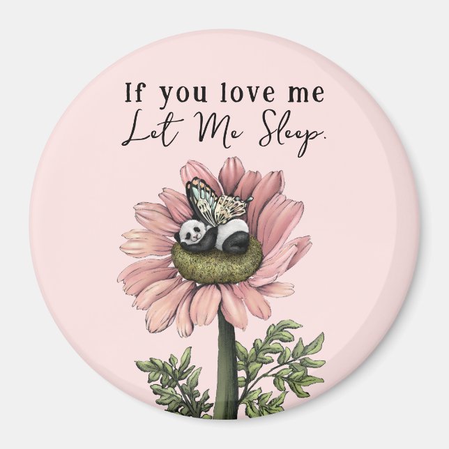 Cute Rosa Sleeping Panda Bear Fairy Dekorativ kudd Magnet (Framsidan)