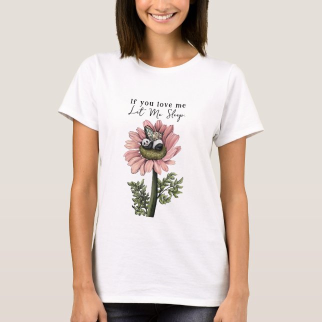 Cute Rosa Sleeping Panda Bear Fairy Dekorativ kudd T Shirt (Framsida)