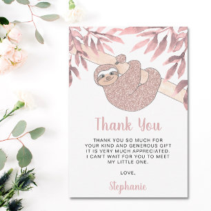 Cute Rosa Sloth Baby Shower Tack Kort