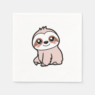 Cute Rosa Sloth Pappersservett