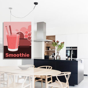 Cute Rosa Smoothie Glass & Fruits Poster