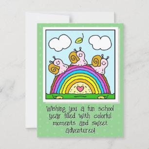 Cute Rosa Snigel Rainbow Log Back to school Vykort