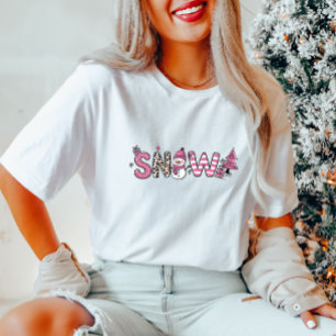 Cute Rosa SNÖ Kvinnor T-Shirt