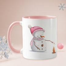 Cute Rosa Snögubbe