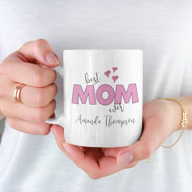 Cute Rosa Snyggt Bästa Mamma någonsin Enkel Anpass Kaffemugg (Skapare uppladdad)