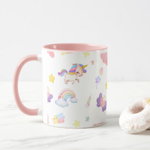 Cute rosa sockermajs, regnbåge Balloon Mönster Mugg