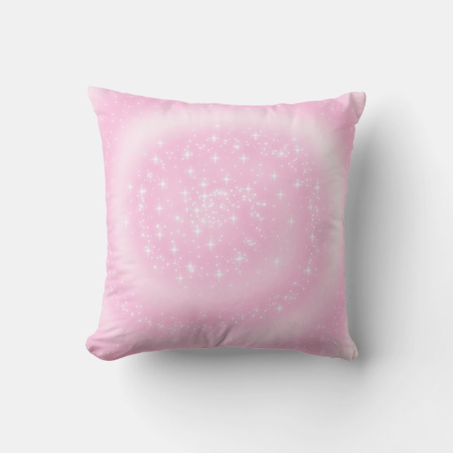 Cute Rosa Sparkly Starry Spiral Kudde (Framsida)