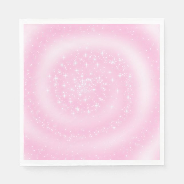 Cute Rosa Sparkly Starry Spiral Pappersservett (Framsidan)