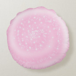 Cute Rosa Sparkly Starry Spiral Rund Kudde