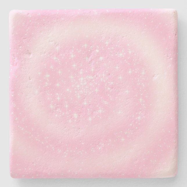 Cute Rosa Sparkly Starry Spiral Stenunderlägg (Framsidan)