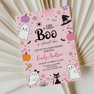 Cute rosa spöken Halloween-babydusch Inbjudningar