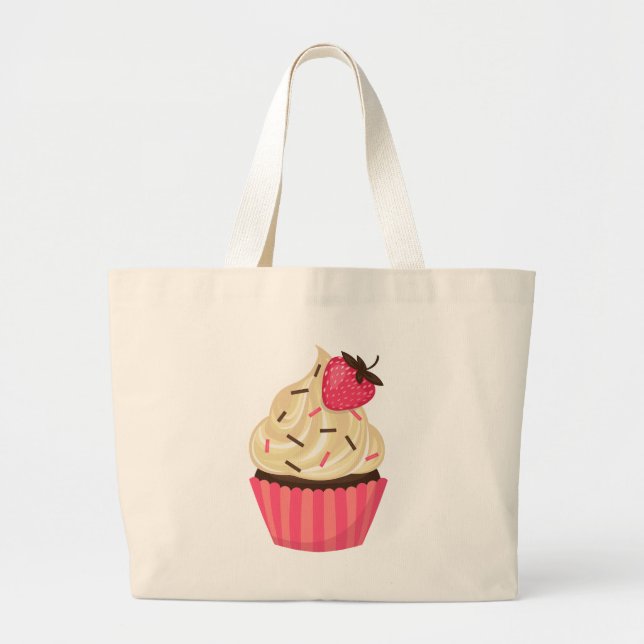 Cute Rosa Sprinkles Strawberry Cuppie Jumbo Tygkasse (Framsidan)