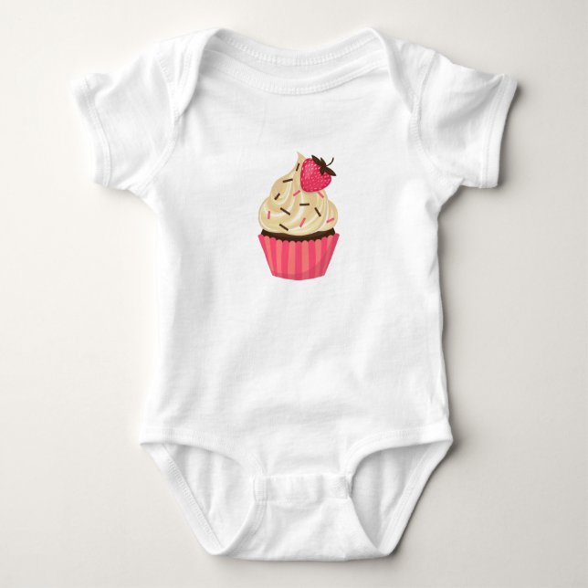 Cute Rosa Sprinkles Strawberry Cuppie Tröja (Framsida)