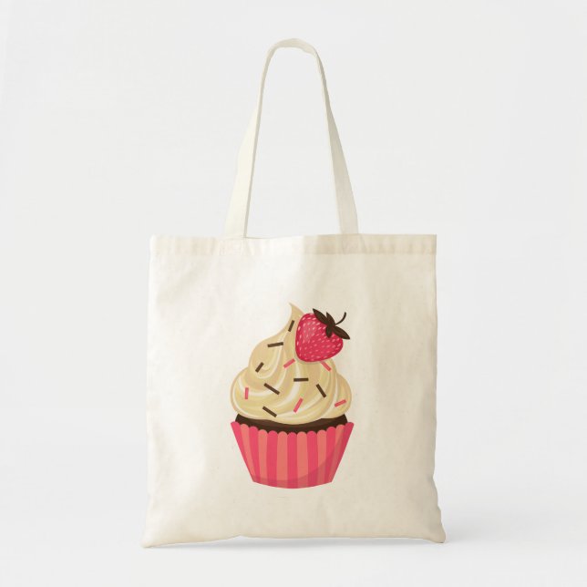 Cute Rosa Sprinkles Strawberry Cuppie Tygkasse (Framsidan)